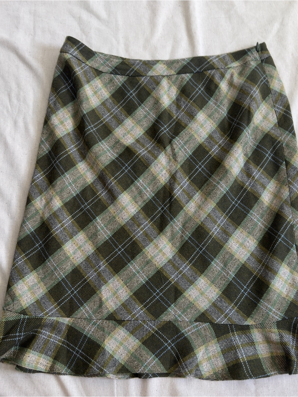 Loft Green Plaid Skirt
